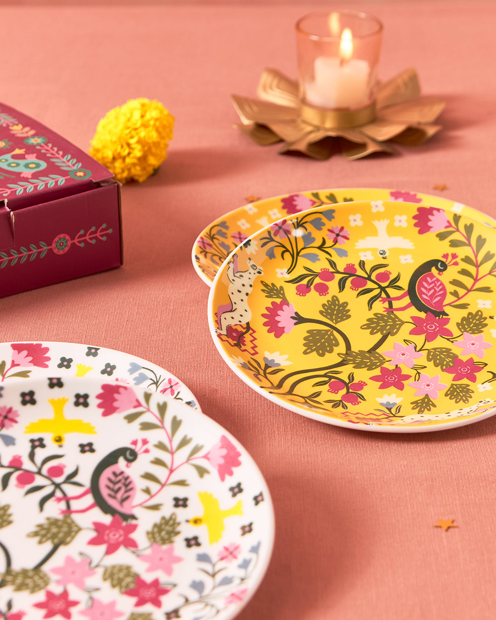 Jaipur Gardens Snack Plates Gift Set of 4