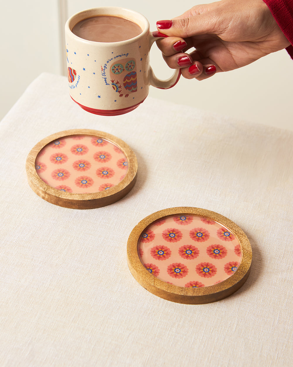 Snow Glow Wooden Coasters | Set of 2