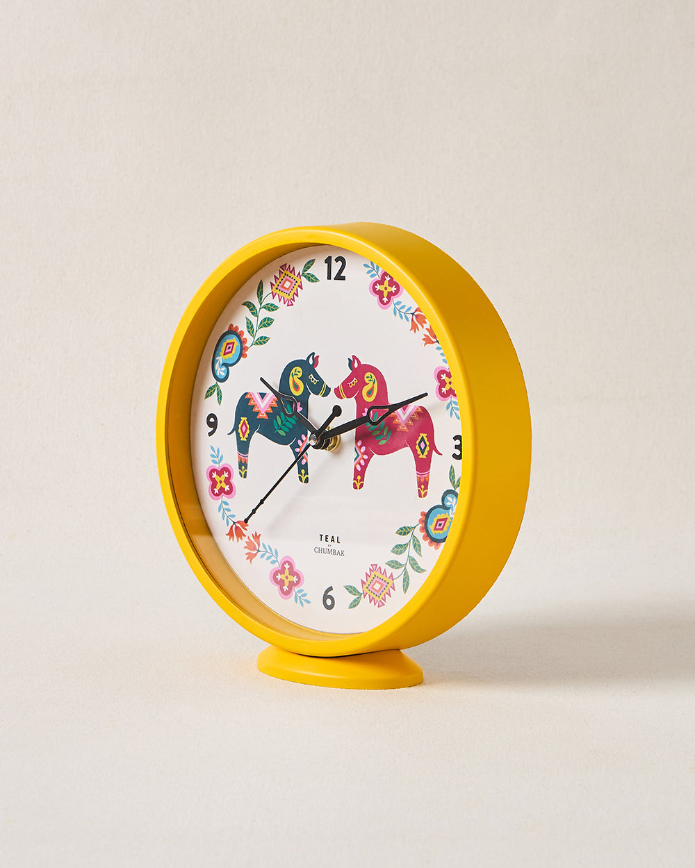 Teal by Chumbak Carnival Horses Table and Wall clock, 8' dia