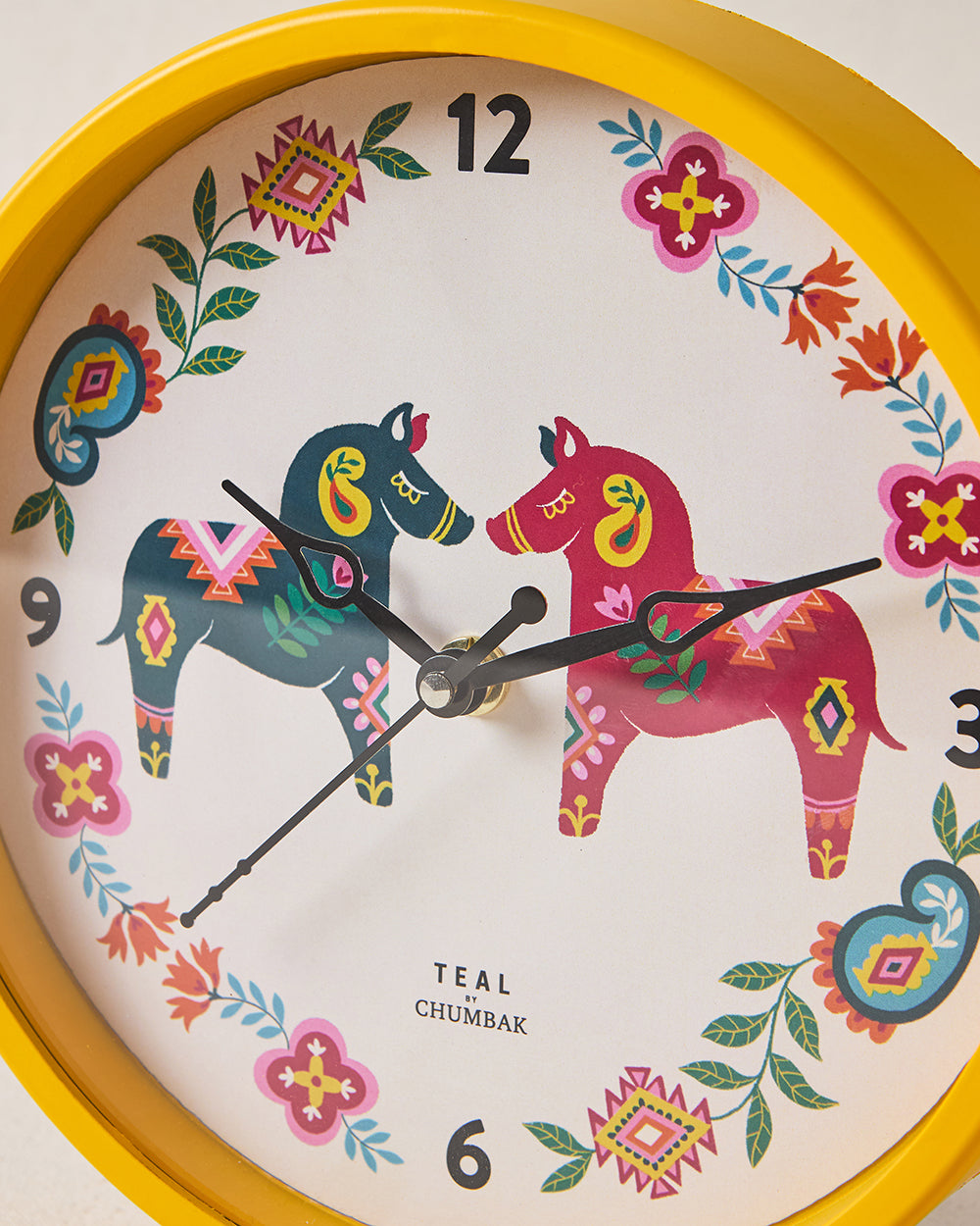 Teal by Chumbak Carnival Horses Table and Wall clock, 8' dia