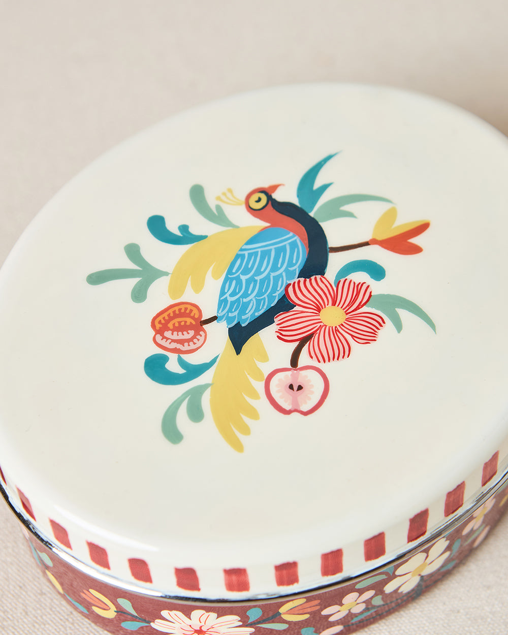 Monal Oval Hand-painted Tiffin, 600ml | Kashmir Trails