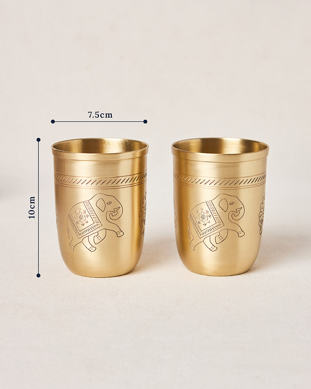 Royal Tusker Brass Tumbler Gift Set- Set of 2 | Palace Memoirs