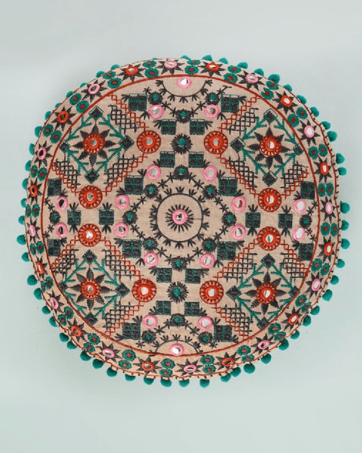 Chumbak 1Kathi Embroidered Round Cushion Cover