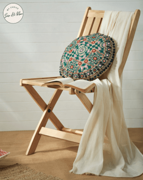 Chumbak 1Kathi Embroidered Round Cushion Cover