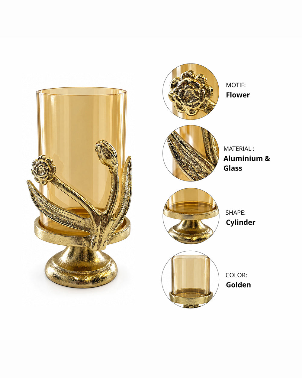 Genda Glow Brass Candle Holder - Small | Haveli Socials