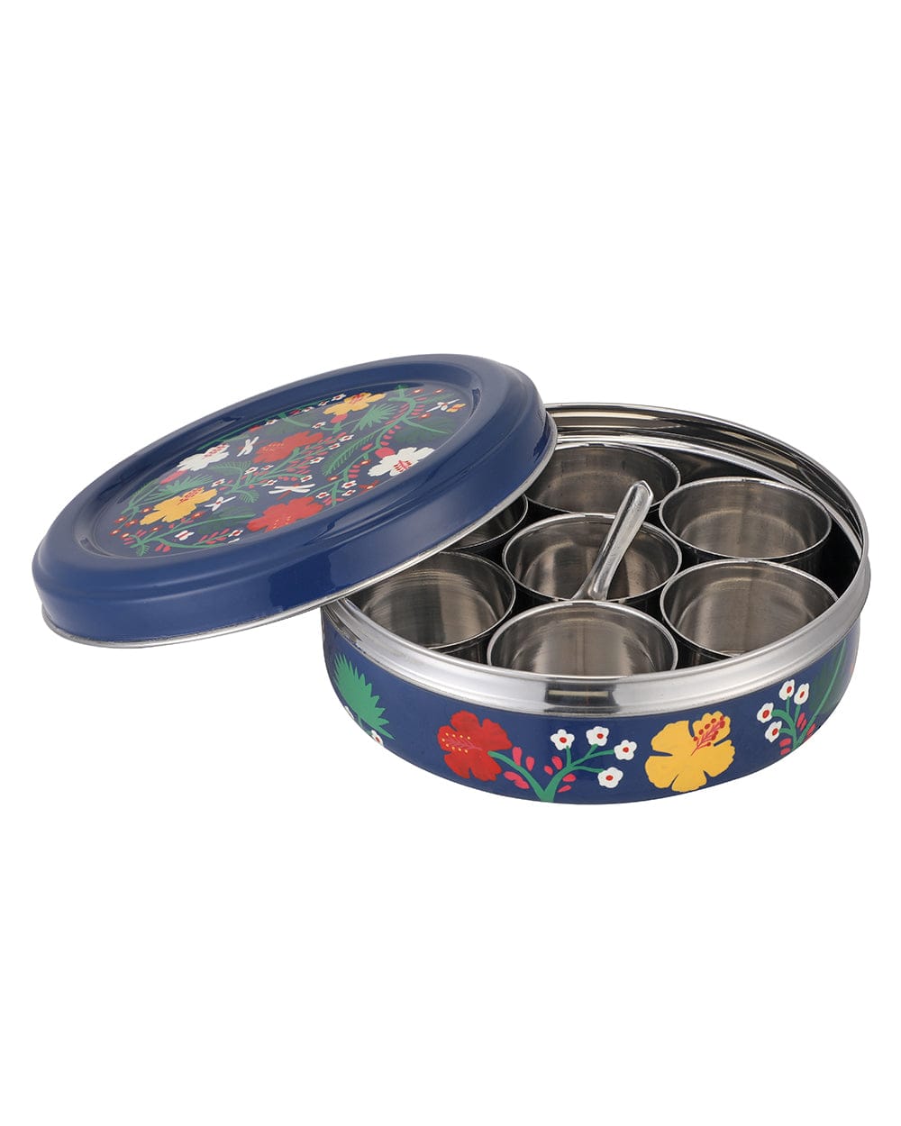 Chumbak Misty Forest Steel Spice Box - Blue