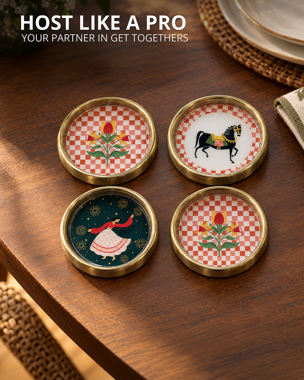 Charbhagh Coasters Set of 4 | Haveli Socials