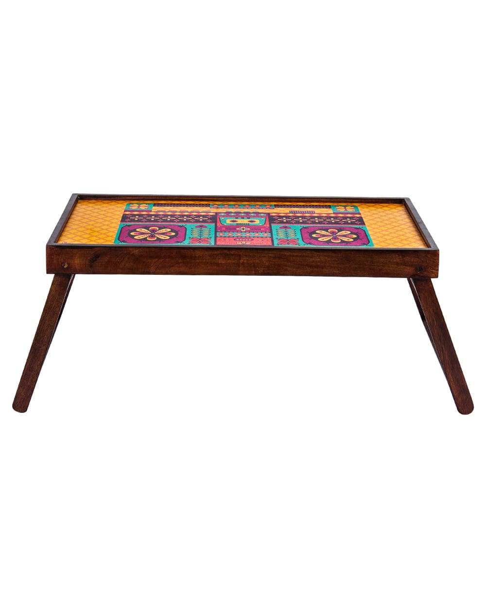 Chumbak Floral Boombox Foldable Breakfast Table- Yellow