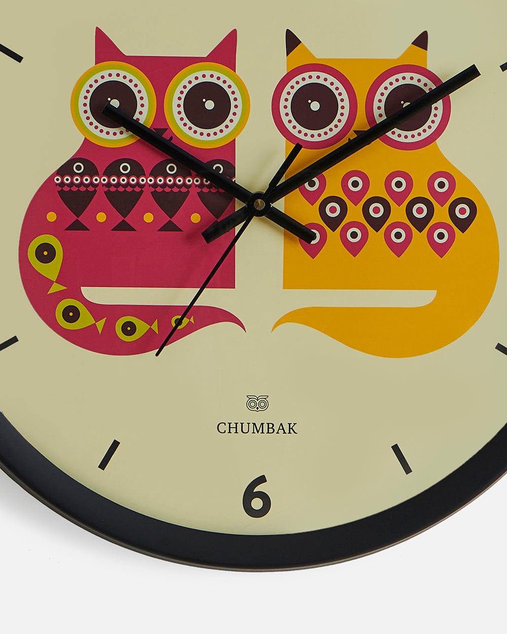 Chumbak Chumbak Catty Eyes Wall Clock - Distressed Wood Rim