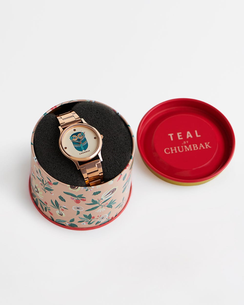 Chumbak TEAL by Chumbak Vintage Owl Watch, Metal link Strap